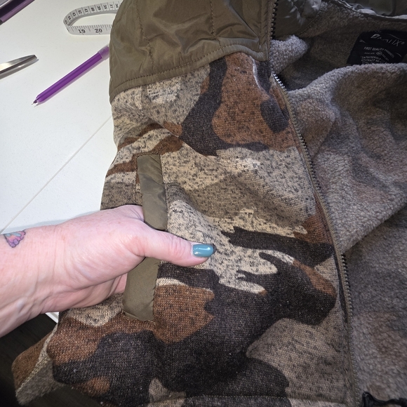 Matix Camo Hooded Jacket Men's XL Green Zip Up 100% Polyester Deep Inside Pocket - Picture 8 of 10